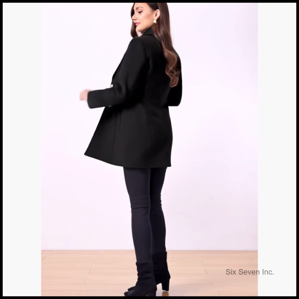 Polyester Overcoat Notched Collar Single Breasted… - image 7